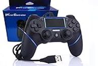 Intckwan Wired Controller for PS-4/Pro/Slim/PC(Win7/8/10), USB Plug Gamepad Joystick with Vibration and Anti-Slip Grip, Ergonomic, 2M Cable（blue&black）
