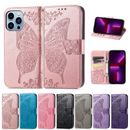 tterfly Flip Leather Stand Card Case Cover for iPhone 13 Pro Max 14 Pro 11 12 XR