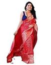 KNETLI Indian Traditional Women's Banarasi Soft Silk Kanjeevaram Pure Zari Saree With Unstitched Blouse Piece (Red) ROMA_03