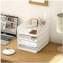 4 Tier Stackable Filing Trays, Letter Tray Organiser Desk Tidy File Document Holder A4 Paper Sorter for Office, School (Vertical White)
