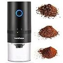 InstaCuppa Rechargeable Coffee Bean Grinder with Ceramic Conical Burr Mill, One Click Operation, 5 Adjustable Grind Settings, Airtight Bottom Canister (18/8 Steel)