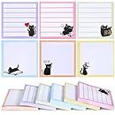 Sticky Notes 3x3 Cute Self-Stick Notes,6 Pack Funny Black Cat Notepad for Cat Lover Gift, Cute Cat Office Supplies, Easy Post Sticky Notes 480 Sheet Total