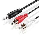 3.5 mm Jack Stereo Audio Male to 2 RCA Male Cable for Tablet, Smartphone (Black, 1.5 Meter) 2 in 1 Audio Cable for MP3 MP4 Cell Phone