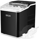 KUMIO Ice Makers Countertop, 9 Bullets Ready in 9 Mins, 26.5 Lbs/24 Hrs, Ice Machine with Self-Cleaning, Removable Ice Basket & Scoop, 2 Sizes of Bullet Ice for Kitchen Office Bar Party, Black