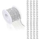 10 Yards 2MM Crystal Rhinestone Close Chain Trim for Sewing Crocs Shoes Clothes Cups, Claw Rhinestone Chain for Craft Jewelry Wedding Bouquet DIY Decoration. (Silver)