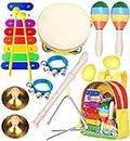 Smarkids juguetes musicales para niños, instrumentos musicales infantiles Juguetes de instrumentos de percusión educativos pandereta xilófono maracas con mochila regalos para bebes niños niñas 3~8 año