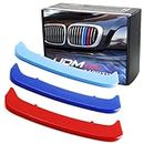 iJDMTOY Exact Fit ///M-Colored Grille Insert Trims Compatible With 2002-05 BMW E46 LCI 3 Series 4-Door Sedan 323i 325i 328i 330i, 00-03 BMW E46 Pre-LCI 3 Series 2-Door Coupe 325ci 330ci and 00-06 M3