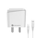Portronics Adapto 40 C,18w 3A Mach USB Fast Charging Adaptor with 1M Type C Charging Cable, Single Port Wall Charger for iPhone 11/Xs/XS Max/XR/X/8/7/6/Plus, iPad Pro/Air 2/Mini 3/Mini 4 & More(White)