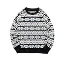 Homisy Sweaters for Men Vintage Knitted Sweater Round Neck Long Sleeve Sweaters Pullover Grassland Cow Sweater Pullover, Cyber Monday Deals 2023-black, Small