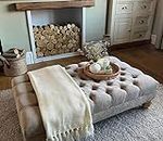 Handmade Bedroom Furniture - Sgabello poggiapiedi Chesterfield con imbottitura profonda, extra large, colore: visone