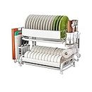 QIUHYU Dish Rack Stainless Steel Dish Rack, Kitchen Drain Rack, Dishware Rack,Sturdy and Durable Enough, Not Easy to Rust and Deformation