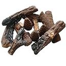 Youlian Fireplace Ceramic Wood Like Logs for All Types of Indoor, Gas Inserts, Ventless and Vent-free, Electric, or Outdoor Fireplaces and Fire Pits -10 Small Pieces