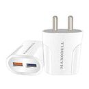 Maxobull Power PC-241 Fast Mobile Wall/Travel Charger Adapter for Most Handheld Devices and Smartphones with 2.4 AMP Dual Fast Data Cable, White Color