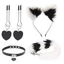 ifundom Fox Animal Costume Set Fur Fox Ear Headband Furry Tail Plug Neck Collar and Clips Set Women Costume Accessories for Valentines Day Halloween Cosplay Costumes Game Fancy Dress