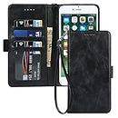 ELTEKER iPhone 6 Plus/6S Plus Wallet Case,[RFID Blocking] Premium Leather Credit Card Holder Magnetic Flip Kickstand Wallet Case for iPhone 6 Plus/6S Plus -Black