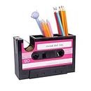 Aobopar Cute Tape Dispenser, Pink Tape Dispenser Desk, Office Desktop Tape Dispenser, Funny Novelty Tape Dispenser Pen Holder, Retro Cassette 80'S Desk Accessory Organizer