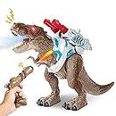 SWTOIPIG Remote Control Robot Dinosaur Toys for Kids 3-12, Walking Tyrannosaurus Rex Roaring Good Dinosaur Toys for Boys Girls Ages 3+ Years Old, with Respond to Shooting and Spray Mist Function