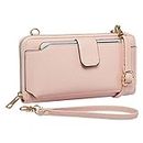 Womens Wristlet Wallet Crossbody Bag Cellphone Purse Handbag RFID Card Slots 2 Strap Wrist, Pink, 8.3*4.3*1.4