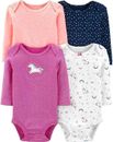 Carter's Baby Girls' 4-Pack Unicorn Long Sleeve Bodysuits 6M