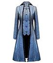 VOREING Womens Steampunk Pirate Jackets Gothic Prince Victorian Frock Coat, Blue, Medium