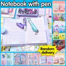 New Mini Thin Notebook with pen Cute Pattern Kid Stationery Novelty Paper Random