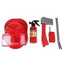 5pcs Children Firefighter Fireman Cosplay Toys Kit, Fireman Helmet with Axe and Extinguisher Helmet Fire Extinguisher Intercom Axe Wrench