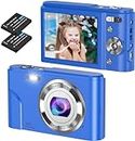 Digital Camera 1080P Full HD Compact Camera 36MP Vlogging Camera with 16X Digital Zoom, FamBrow Photo Camera 2.4 Inch LCD Mini Video Camera for Students/Children/Adults/Beginners (Blue)