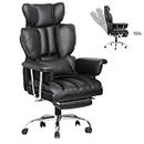 naspaluro Executive Office Chair Desk Chair, PU Computer Recliner, Heavy Duty Leather Office Chairs for Home Office, Ergonomic Office Chair with Footrest, High Back Swivel Chair-Black