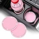 2 Pack Bling Cup Holder Insert Coasters, 2.75 Inch Soft Crystal Rhinestone Rubber Pad Set Round Auto Drink Coaster Car Interior Accessories