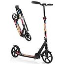 BELEEV V5 Scooters for Kids 6 Years and up, Folding Kick Scooter 2 Wheel for Adults Teens, 4 Adjustable Handlebar, 200mm Big Wheels, Lightweight Sports Commuter Scooter, up to 220lbs(Graffiti)