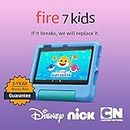 Amazon Fire 7 Kids tablet, ages 3-7. Top-selling 7" kids tablet on Amazon - 2022 | ad-free content with parental controls included, 10-hr battery, 32 GB, Blue
