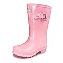 Amoji Girl Glitter Rain Boots Youth Kids Rubber Boots Children Rain Boots Waterproof Boots Pink Size 3-4 Big Kid