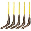 RATAN Broom R-22 Phool Jhadu Natural Garo Hill Grass with 49.5cm Heavy Duty Plastic Handle for Home & Office Floor Cleaning Easy Dust Removal (Pack of 5,Random Color)