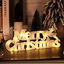 BLOOMWIN Merry Christmas Sign Lighted for Wreath LED Hanging Window Decorative Light Glowing Letter Sign Light Up Board for Xmas Tree Wall Door Fireplace Indoor Outdoor, 2 Modes, Battery Not Included
