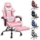 ALFORDSON Gaming Chair with Massage and 150° Recline, Ergonomic Executive Office Chair PU Leather with Footrest, Height Adjustable Racing Chair with SGS Listed Gas-Lift, 180kg Capacity (Vogler Pink)