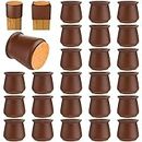 Labeol 24 Pcs Silicone Chair Leg Floor Protectors,Rubber Felt Furniture Pads Chair Legs Caps For Protect Hardwood Floors From Scratches,Easy To Slide Chair And Reduce Noise (Medium 24Pcs Brown)