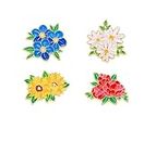 4pcs Colorful Flower Enamel Brooch Pin Clothes Hat Plant Brooch Lapel Badge Pin Sweater Backpack Jewelry Accessories Gift