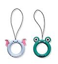 ONCRO® Pack of 2 Green Grey Frog Dumbo face charm Keychain Silicone Finger Ring Lanyard for Mobile Phones Hanging thread Strap Anti-Slip ideal for Cameras keys pen drive electronics accessories