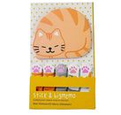 Cute Orange Cubby Cat Memo Pad & Sticky Notes 20 Sheets Each For School Office 
