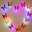 12 PCS Creative Small Lamp Flashing Colorful Butterfly Night Light Wall Stickers Lamp LED Decorative Night Lights Random