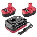 YTPowerPal 2Pack 5.0Ah C3 Lithium Battery Replace for Craftsman 19.2 Volt Battery + Craftsman Battery Charger for XCP 130279005 1323903 130211004 Craftsman Charger 19.2V