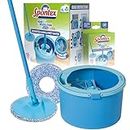 Spontex Aqua Revolution System X'tra Floor Mop and Bucket Set – Separates Clean & Dirty Water – Cleans Laminate, Wood & Tile Flooring – Flat Spin Mop with 2 x Microfibre Mop Head Refills