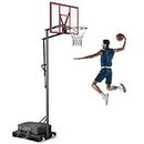PEXMOR Portable Basketball Hoop Outdoor, 5-10FT Height Adjustable Basketball Goal System w/2 Wheels & Secure Bag, 44" Basketball Backboard Stand Solid Breakaway Rim & Metal Frame for Adults Youth …
