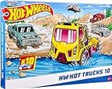 Hot Wheels - Set da 10 camion in scala 1:64, veicoli moderni e d'epoca, pickup, camion da cantiere, tir e trasportatori, tutti da collezionare, giocattolo per bambini, 3+ anni, HMK46