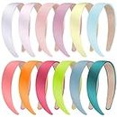 SIQUK 12 Pieces Satin Headbands 1 Inch Wide Non-slip Headband Colorful Headbands DIY Hair Headband for Women and Girls,12 Colors