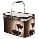 Tavisto Market baskets with handles. Red Wine Glass Carrybag - Sturdy shopping basket with plenty of storage space and practical inner pocket - Elegant and water-repellent design