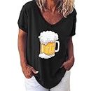AMDOLE Deals Under 5 Dollars T-Shirt Tendance à la Mode pour Femmes avec col en V imprimé Festival de la bière Bustier Grande Taille Daily Deals