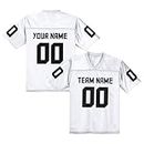Custom Replica Football Jersey, Football Uniform, Personalize Your Team Name and Number, Fans Gift Men Women Youth,S-6XL White