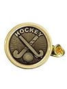 Hockey (C) Gold Plated Domed Lapel Pin Badge in Bag