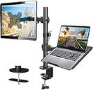 HUANUO Monitor Arm with Laptop Tray for 13 to 32 Inch Screen & 17 Inch Notebook, Monitor and Laptop Stand, Monitor Arm Desk Mount Fits VESA 75/100